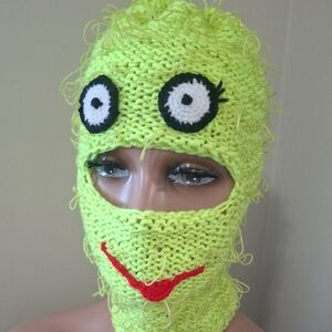 Handmade  Neon Green Monster Knit Mask